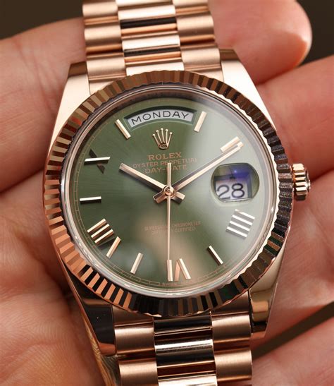 rolex day date green dial replica|rolex daydate 40 green dial.